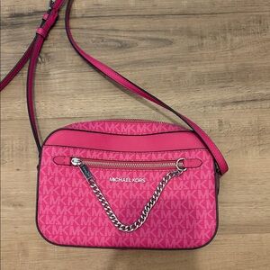 Michael Kors Fuchsia Crossbody Bag with Chain Detail